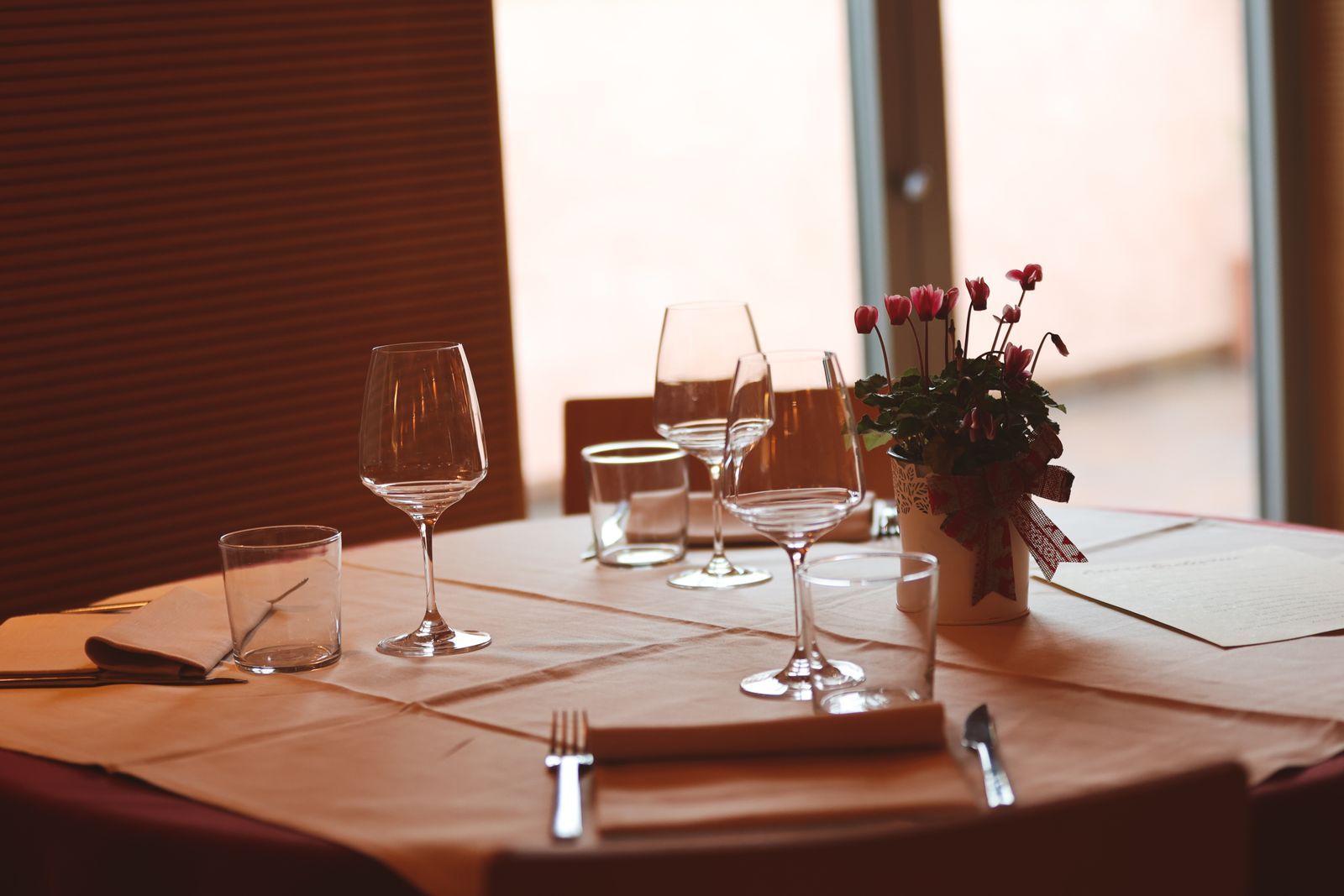 Italian wines waiting at the table before service
