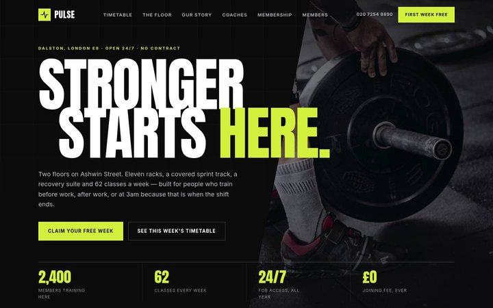 Pulse gym homepage
