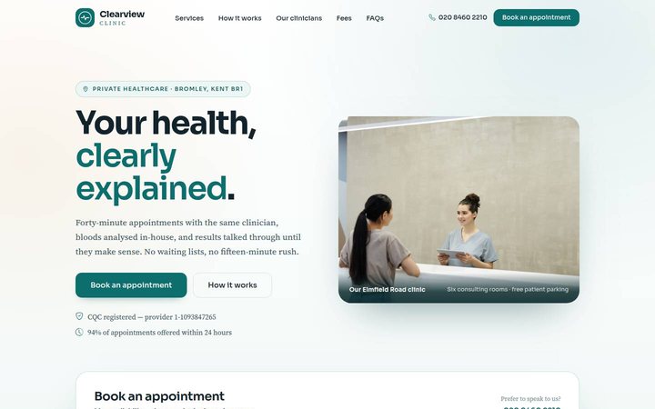 Clearview Clinic homepage