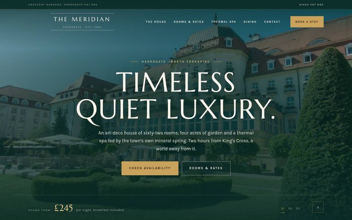 The Meridian hotel homepage