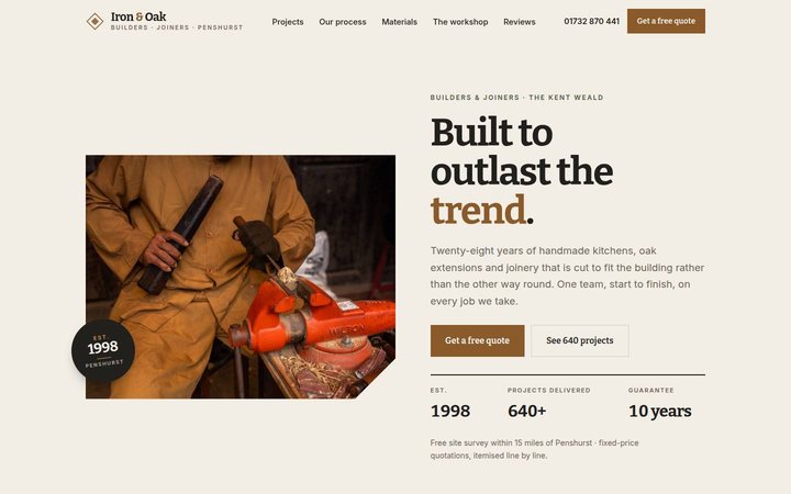 Iron & Oak builders homepage